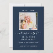 写真ミニマル葬儀祈りの言葉ネイビーカード 招待状 (正面)