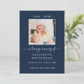 写真ミニマル葬儀祈りの言葉ネイビーカード 招待状 (スタンド正面)