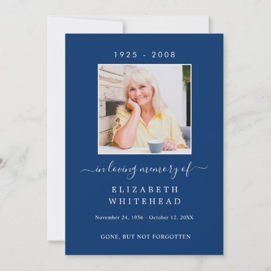 写真ミニマル葬儀祈りの言葉ブ王室のルー 招待状 (正面)