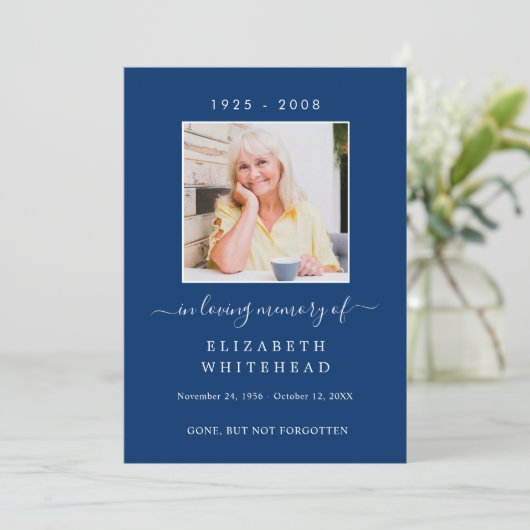 写真ミニマル葬儀祈りの言葉ブ王室のルー 招待状 (スタンド正面)