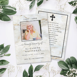 写真ミニマル葬儀祈りの言葉大理石金ゴールド 招待状