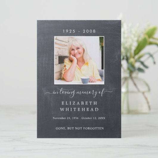 写真ミニマル葬儀祈りの言葉黒板 招待状 (スタンド正面)