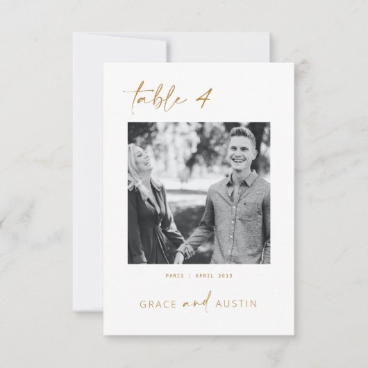 写真ミニマル表番号の結婚署名カード 出欠カード (正面)