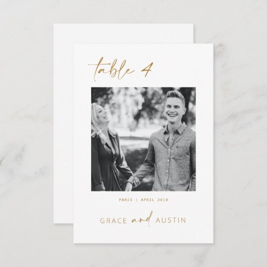 写真ミニマル表番号の結婚署名カード 出欠カード (正面/裏面)