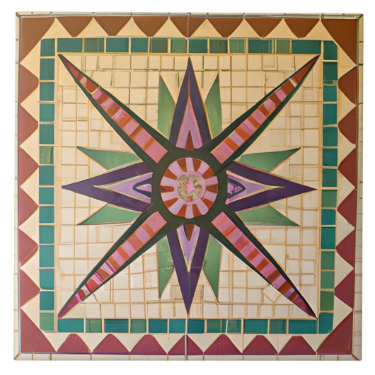 写真メカラフルキシカンスタイルモザイク タイル (正面)