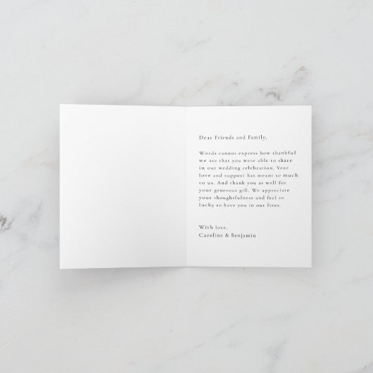 写真メモダンッセパーソナライズされたージの折り畳み サンキューカード (内部)