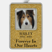 写真メモリアル ゴールドグリッター 犬 シルバープレートフレームオーナメント (正面)