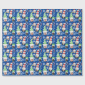 写真メリーおもしろいクリスマスノベルティブルーギフト ラッピングペーパー (フラット)