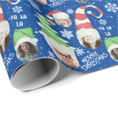 写真メリーおもしろいクリスマスノベルティブルーギフト ラッピングペーパー (ロールコーナー)