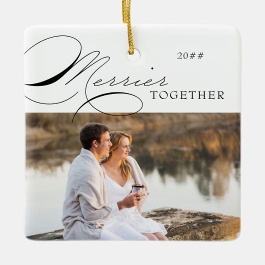 写真メリーと書を一緒にエレガント写真 セラミックオーナメント (正面)