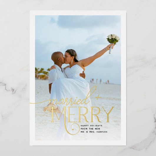 写真メリーは結婚したクリスマス 箔シーズンカード (正面)