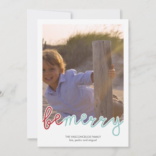 写真メリークリスマスホリデー希望の赤い青 シーズンカード (正面)