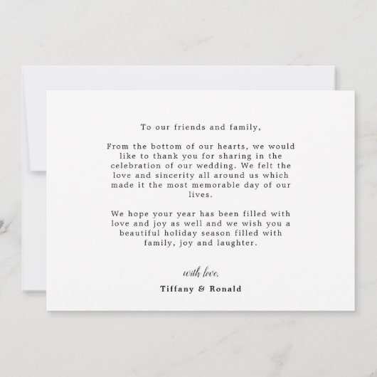 写真メリース結婚したト結婚スクリプト サンキューカード (裏面)