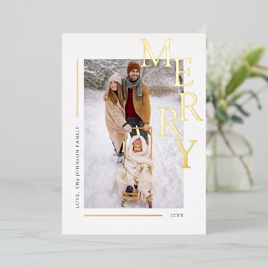 写真メリーモダンのクリスマス挨拶 箔シーズンカード (立ち正面)