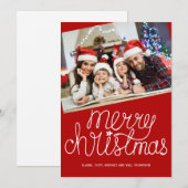写真メリーモダンクリスマスのスクリプトのホリデーカード シーズンカード (正面/裏面)