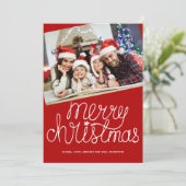 写真メリーモダンクリスマスのスクリプトのホリデーカード シーズンカード (スタンド正面)