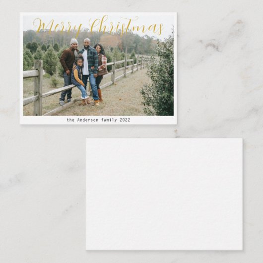 写真メリーモダンクリスマスの挨拶の予算 ノートカード (正面/裏面)