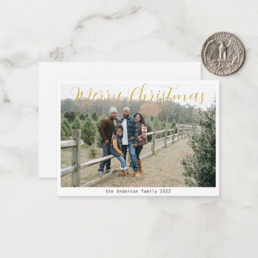 写真メリーモダンクリスマスの挨拶の予算 ノートカード (正面/裏面インサイチュ)