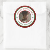 写真メリーモダンクリスマス新年のパーソナライズ ラウンドシール (バッグ)