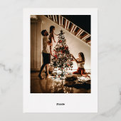 写真メリーモダンクリスマス赤い家族金ゴールド 箔シーズンカード (裏面)