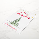 写真メリーモダンクリスマス赤い家族金ゴールド 箔シーズンカード (回転した状態)