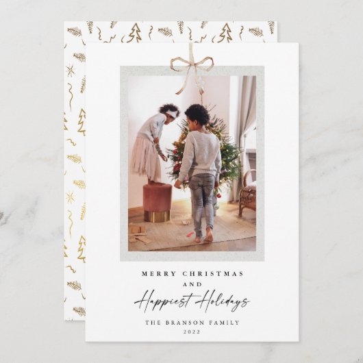 写真メリーユニーククリスマス最も幸せ シーズンカード (正面/裏面)