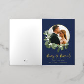 写真メリーリース結婚した金ゴールドグリーンブルー 箔シーズンカード (外側レイダウン)