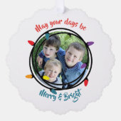 写真メリー付き明るいクリスマスライト オーナメントカード (正面)