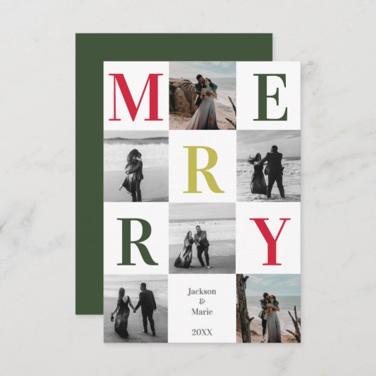 写真メリー数々のクリスマスデザインダークグリーン (正面/裏面)