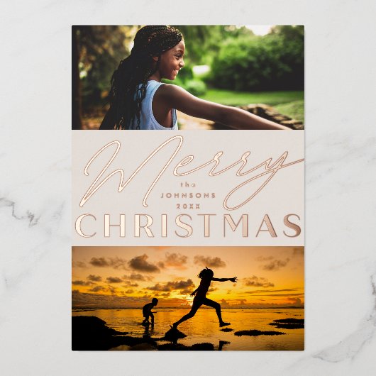 写真メリー数々のクリスマス 箔シーズンカード (正面)