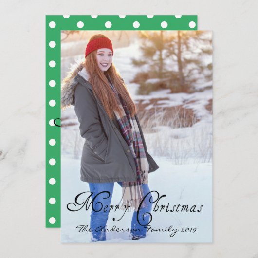 写真メリー独身のクリスマス水玉模様 シーズンカード (正面/裏面)