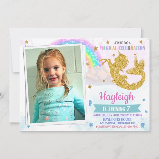 写真メルミコーン誕生日の招待メリコーンパーティー 招待状 (正面)