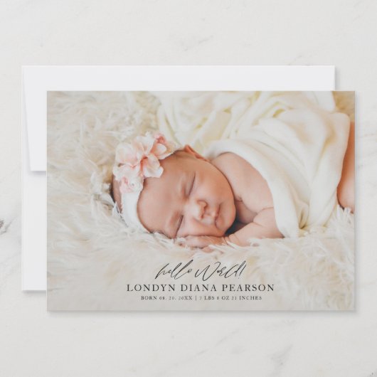 写真モダンありがとうご生まれたばかりの出産 サンキューカード (正面)