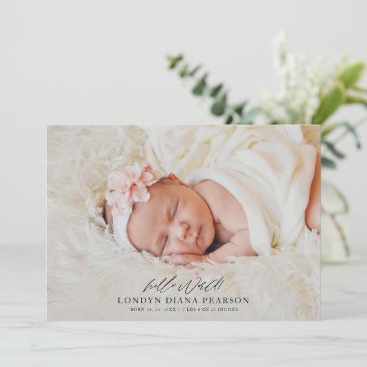 写真モダンありがとうご生まれたばかりの出産 サンキューカード (スタンド正面)