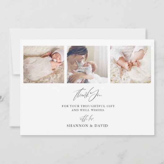 写真モダンありがとうご生まれたばかりの出産 サンキューカード (裏面)