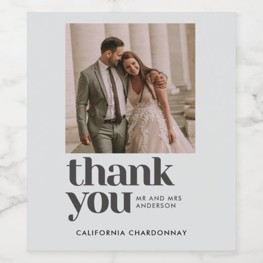 写真モダンありがとう結婚式の引き出物 ワインラベル (シングルラベル)