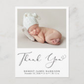 写真モダンありがとう誕生 案内ポストカード (正面)