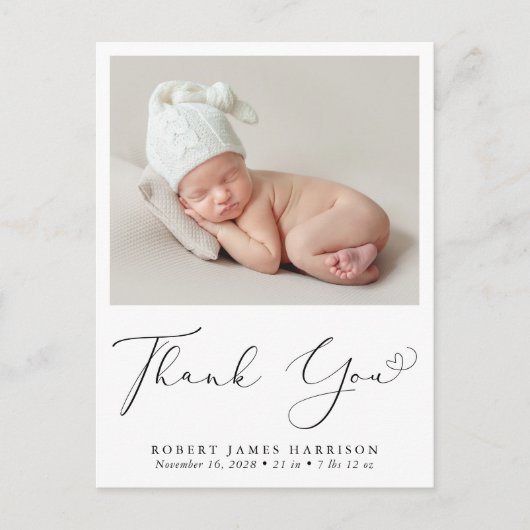 写真モダンありがとう誕生 案内ポストカード (正面)