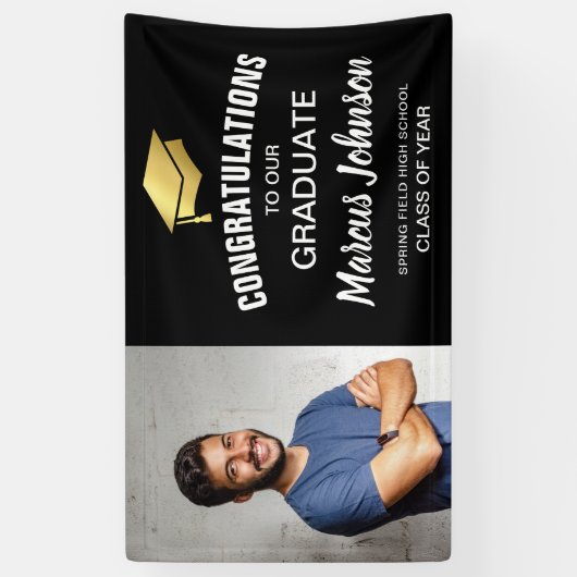 写真モダンおめでとうございます卒業バナー 横断幕 (縦)