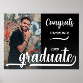 写真モダンおめでとう大学院黒 ポスター (正面)