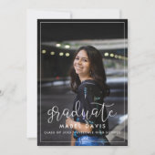 写真モダンお洒落卒業招待状 案内状 (正面)