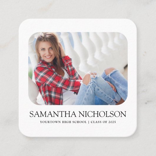 写真モダンお洒落院名通話カード スクエア名刺 (正面)