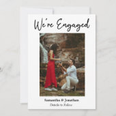 写真モダンお知らせカー婚約したド 招待状 (正面)