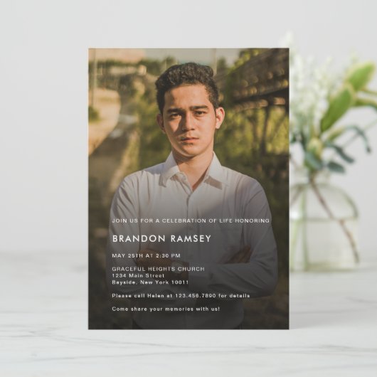 写真モダンお祝い 招待状 (スタンド正面)