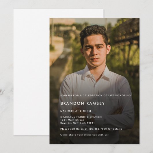 写真モダンお祝い 招待状 (正面/裏面)