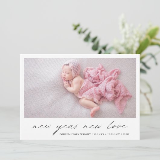 写真モダンかわいい休日の誕生発表 案内状 (スタンド正面)