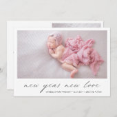 写真モダンかわいい休日の誕生発表 案内状 (正面/裏面)