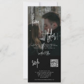 写真モダンすべて一つのQRコードrsvpブラック結婚 招待状 (正面)