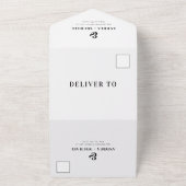 写真モダンとアンパ結婚サンドのQRコードRSVP オールインワン招待状 (外側)