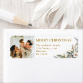 写真モダンとエレガント松の緑のクリスマス ラベル (インサイチュ)